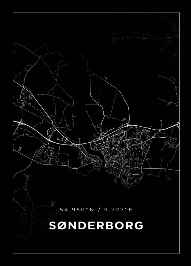Kart - Sønderborg - Svart Plakat