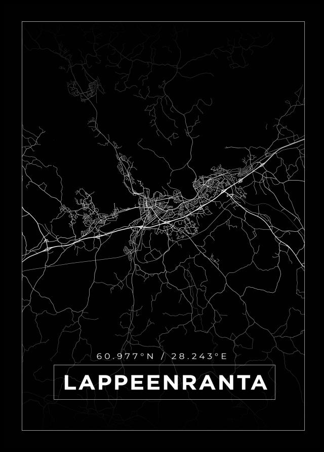 Kart - Lappeenranta - Svart Plakat