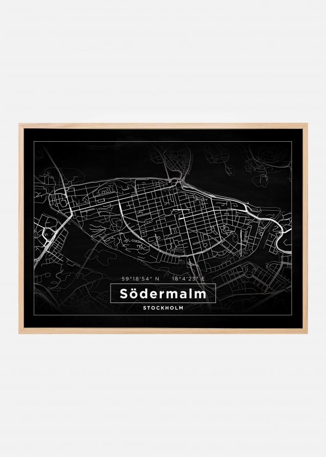 Kart - Södermalm - Svart Plakat