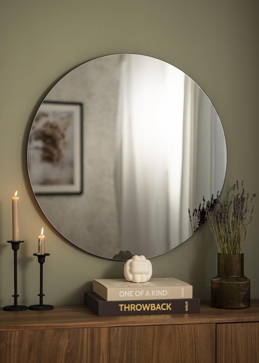 Rundt speil uten kant med grått speilglass fra House Doctor. Størrelse 80 cm