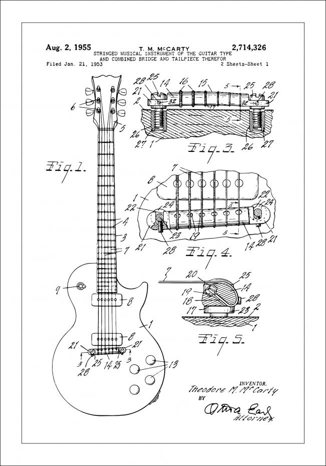 Patenttegning - El-gitar I - Poster