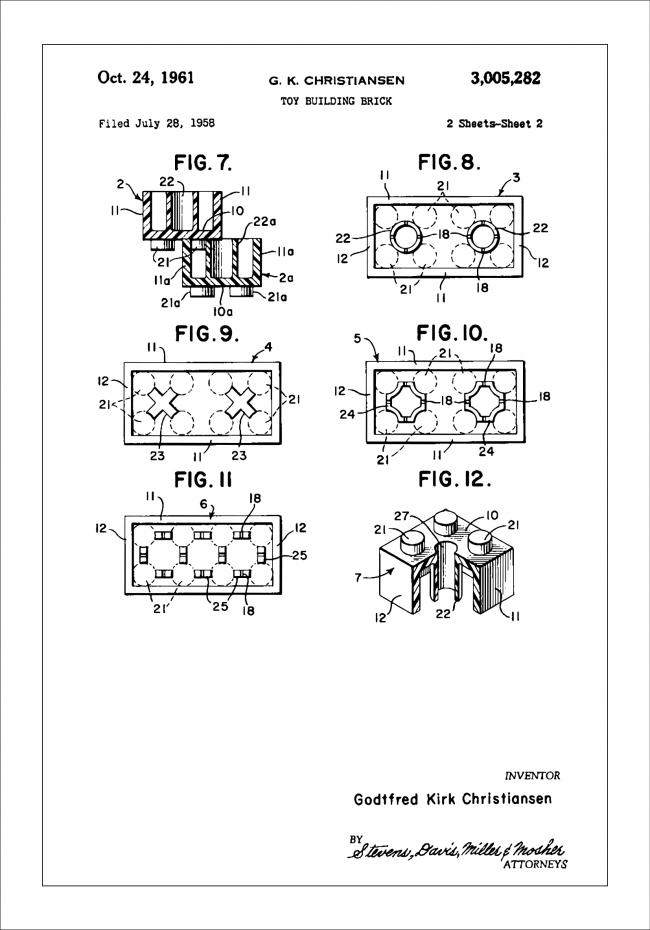 Patent Print - Lego Block II - White