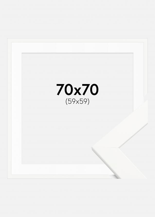 Ramme Trendline Hvit 70x70 cm - Passepartout Hvit 60x60 cm