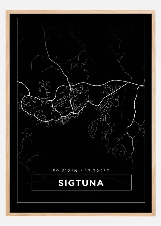 Kart - Sigtuna - Svart Plakat