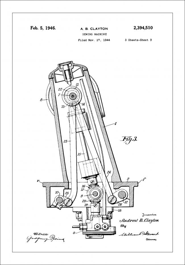 Patenttegning - Symaskin III - Poster