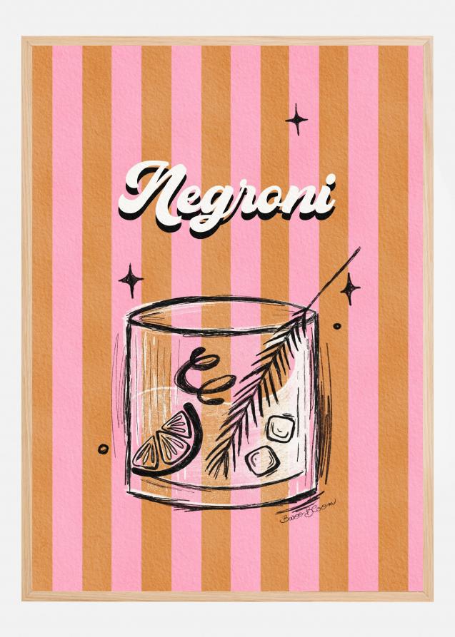 Negroni Drink on Stripes Plakat