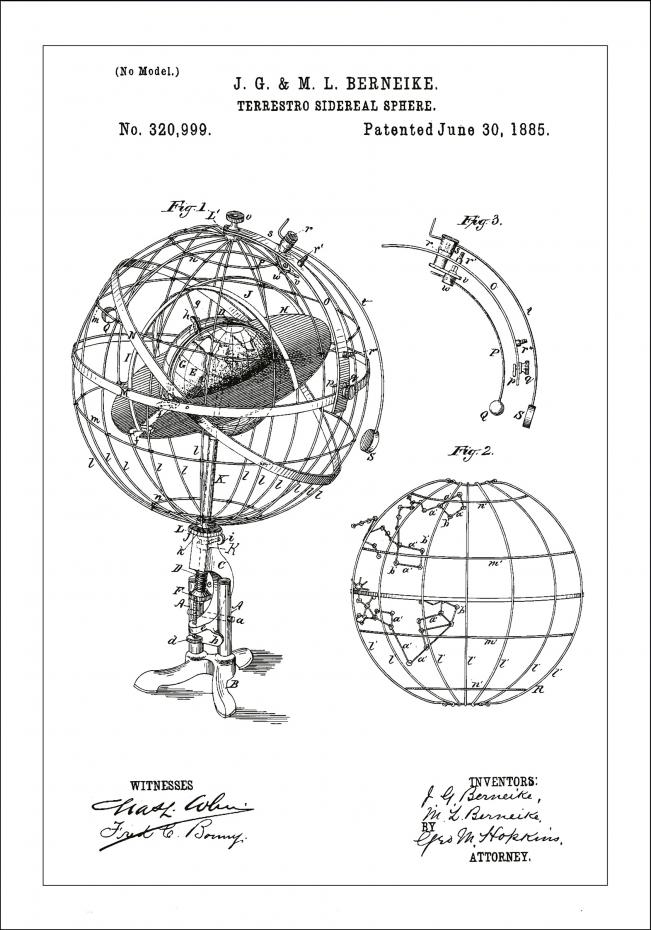 Patenttegning - Astronomisk modell - Hvit