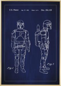Patenttegning - Star Wars - Boba Fett - Blå Plakat
