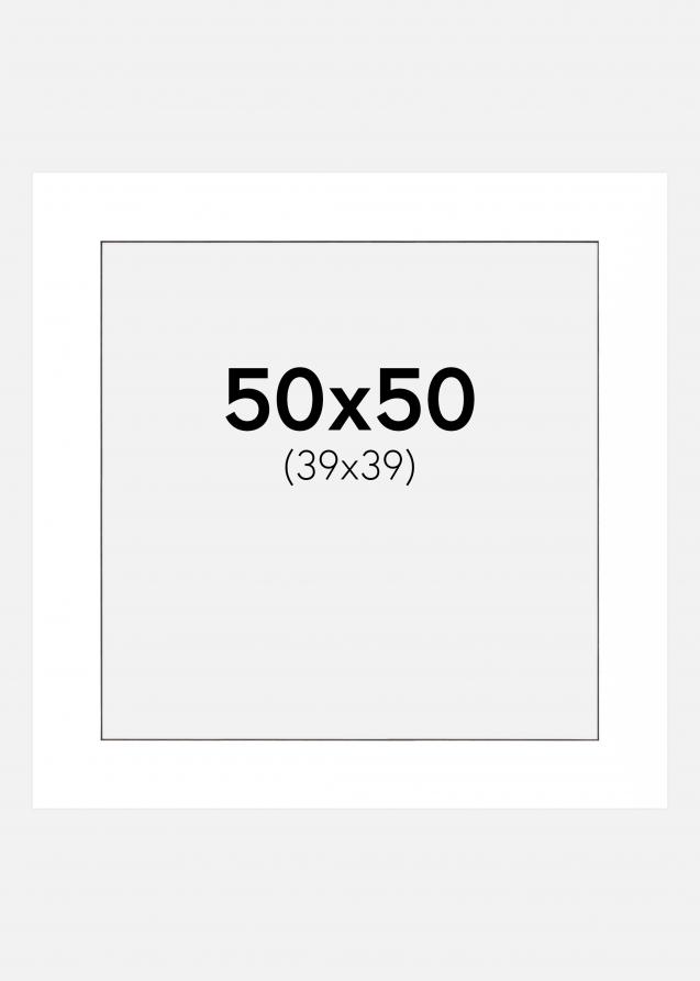 Passepartout Hvit (Svart kjerne) 50x50 cm (39x39 cm)