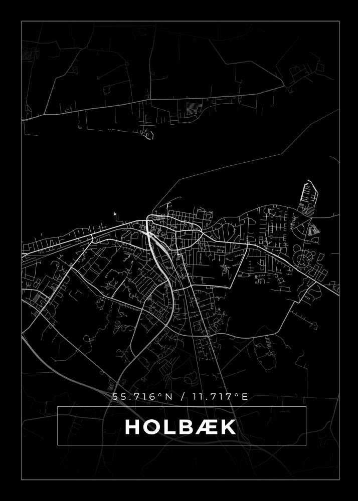 Kart - Holbk - Svart Plakat