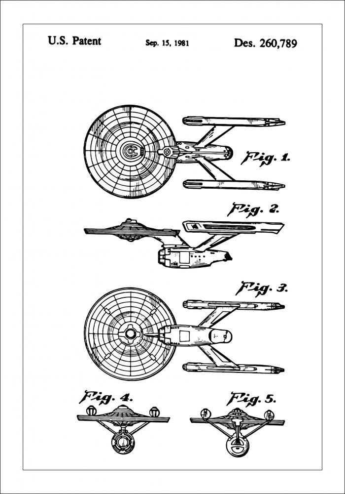 Patenttegning - Star Trek - USS Enterprise - Poster