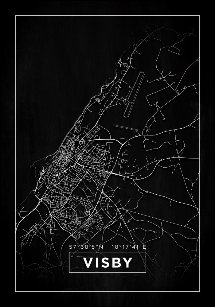 Kart - Visby - Svart Plakat