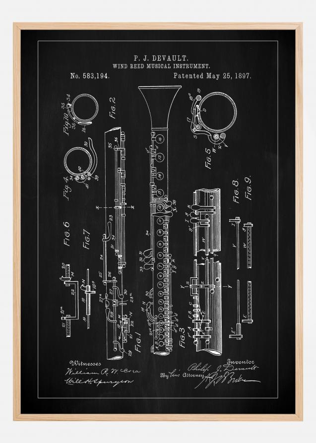 Patent Print - Clarinet - Black Plakat