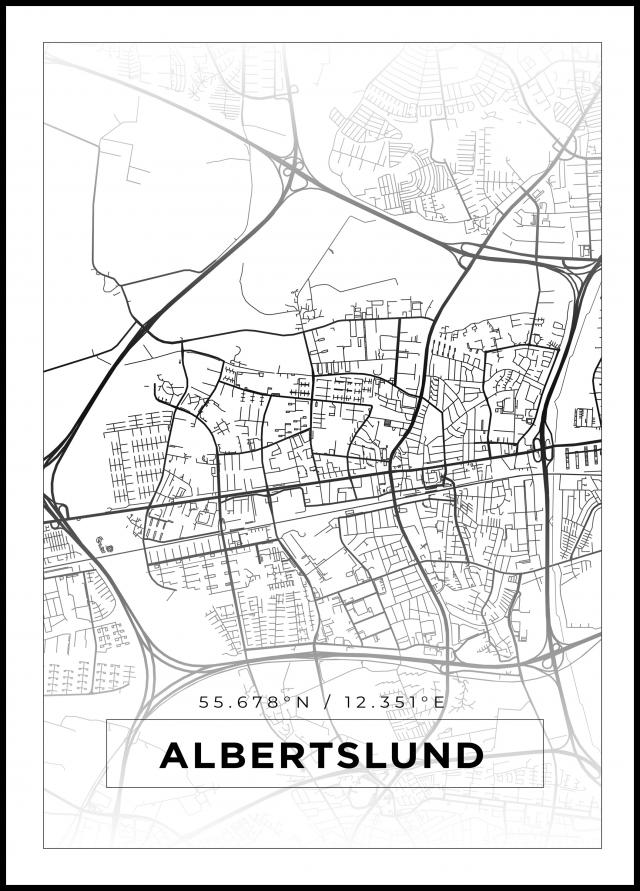 Kart - Albertslund - Hvit Plakat