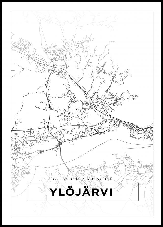 Kart - Ylöjärvi - Hvit Plakat