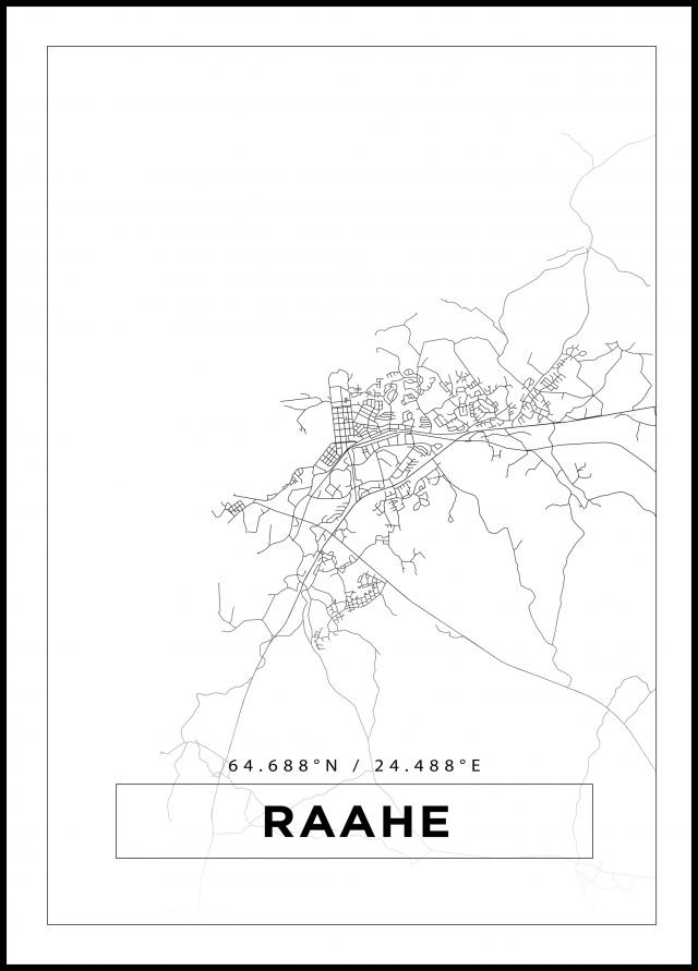 Kart - Raahe - Hvit Plakat