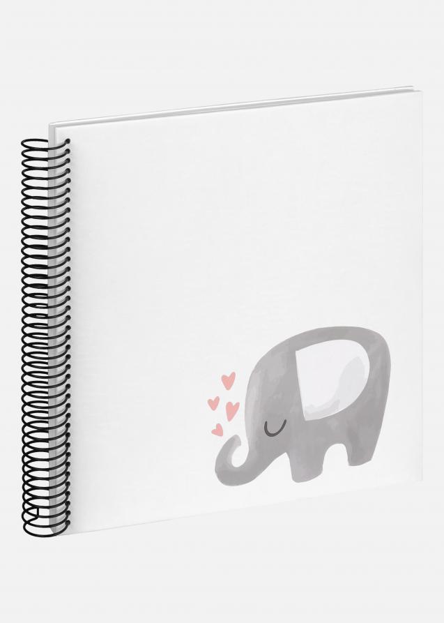 Baby Elephant Hearting Spiralalbum Hvit - 24x24 cm (40 Hvite sider / 20 ark)