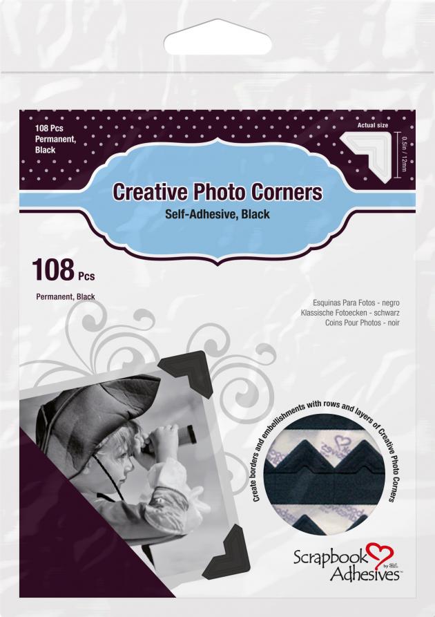 3L Creative Photo Corners Svart - 108 stk