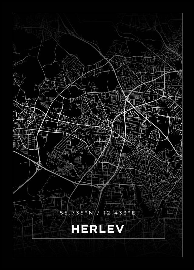 Kart - Herlev - Svart Plakat