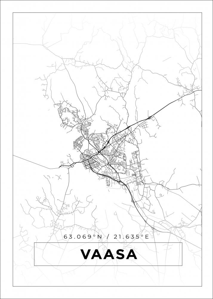 Kart - Vaasa - Hvit Plakat