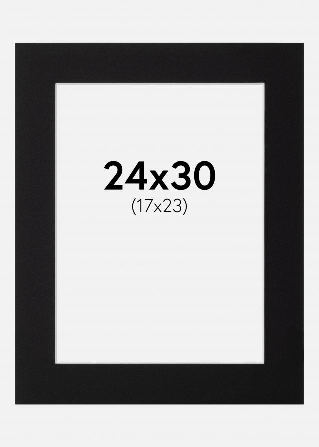 Passepartout Svart Standard (Hvit kjerne) 24x30 cm (17x23)