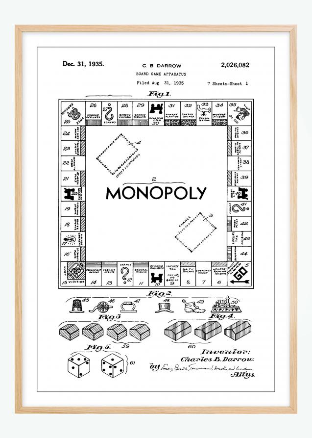 Patenttegning - Monopol I - Poster Plakat