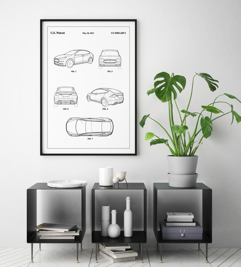 Patent Print - Tesla - White