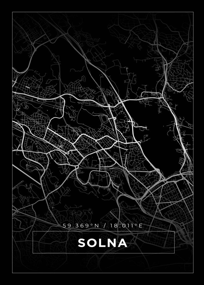 Kart - Solna - Svart Plakat