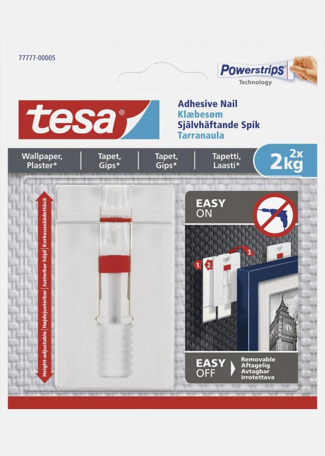 Tesa - Justerbar selvheftende spiker til alle typer vegger (maks 2x2kg)