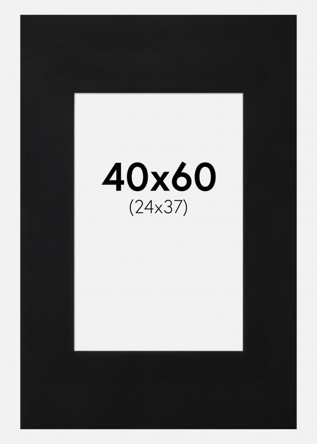 Passepartout Svart Standard (Hvit kjerne) 40x60 cm (24x37)