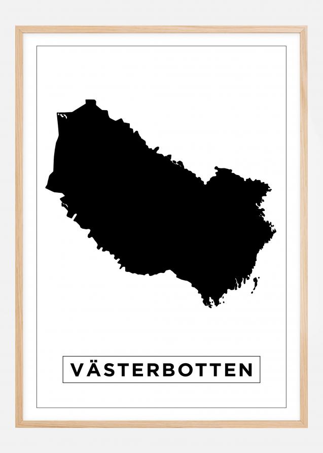 Kart - Västerbotten - Hvit Plakat