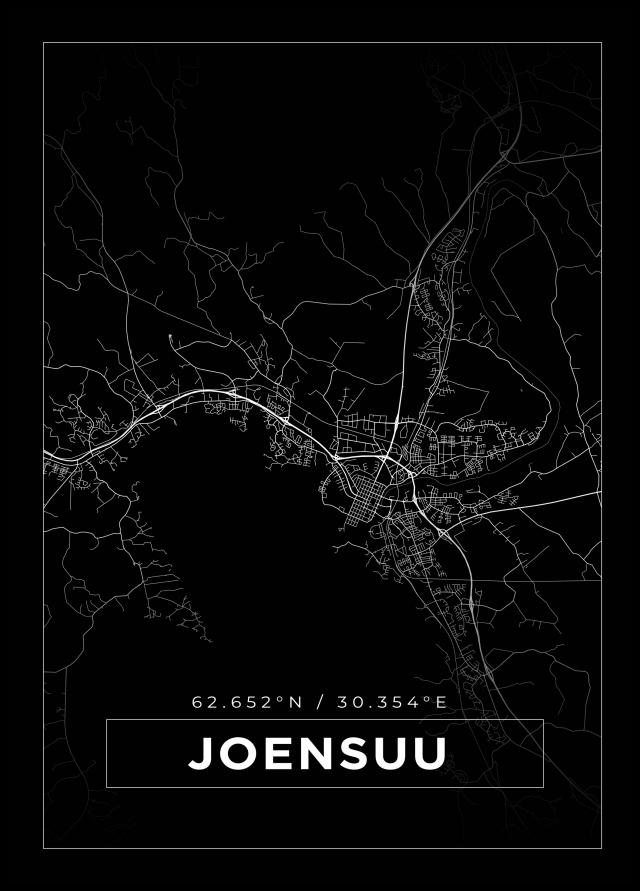 Kart - Joensuu - Svart Plakat