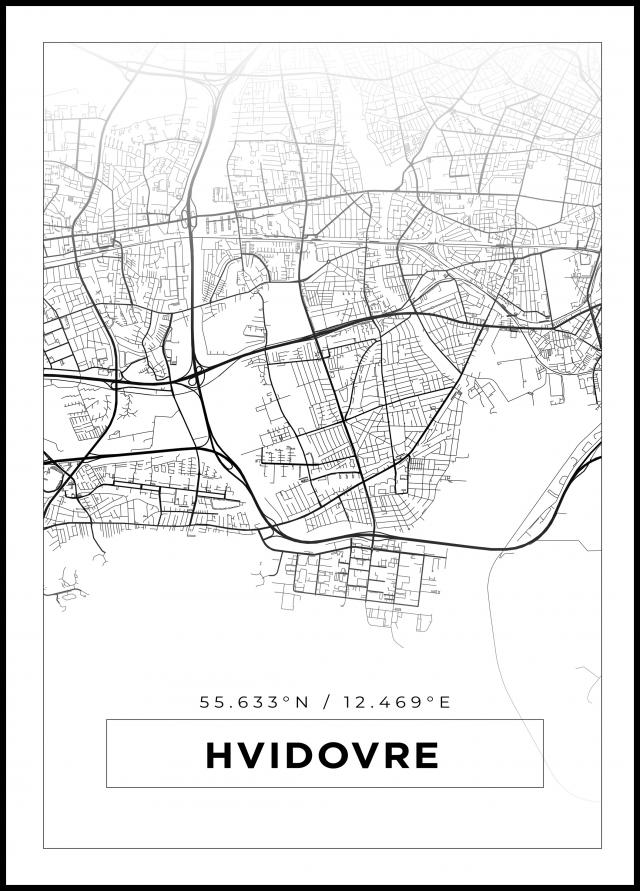 Kart - Hvidovre - Hvit Plakat