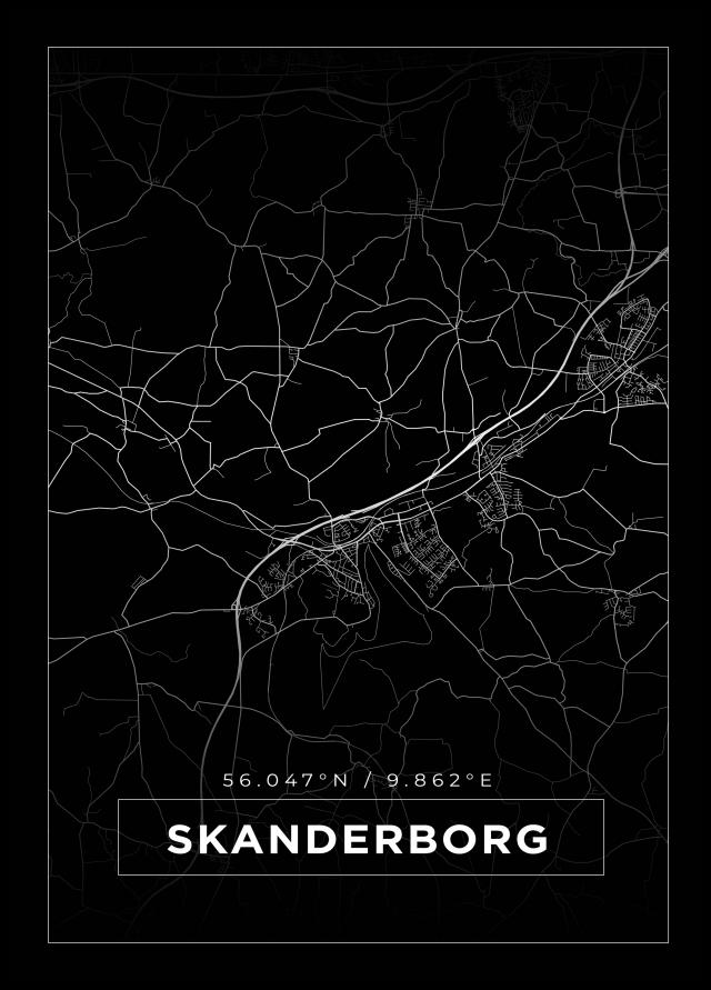 Kart - Skanderborg - Svart Plakat