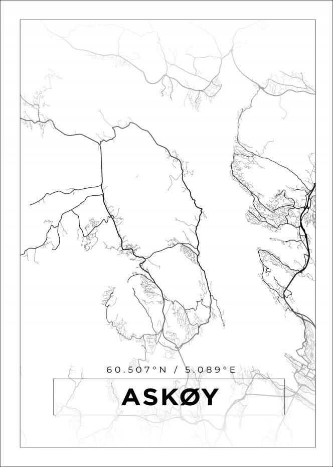 Kart - Asky - Hvit Plakat