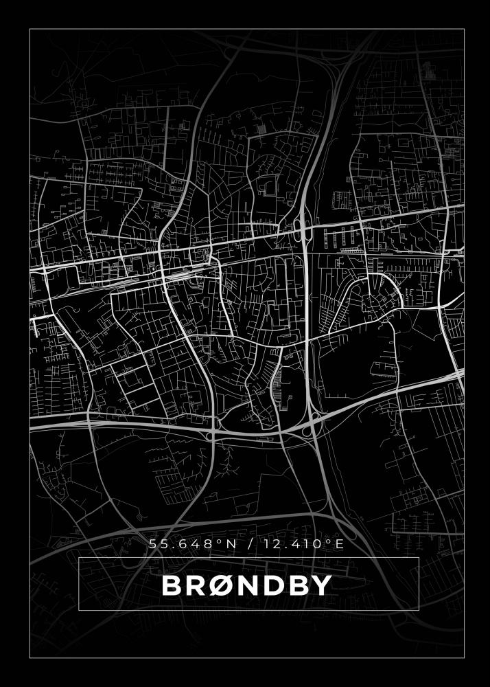 Karta - Brndby - Svart Plakat