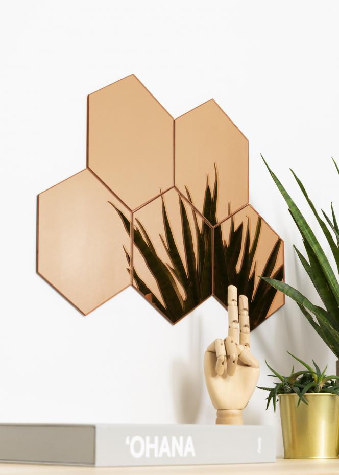 KAILA Speil Hexagon Rose Gold 18x21 cm - 5-pk