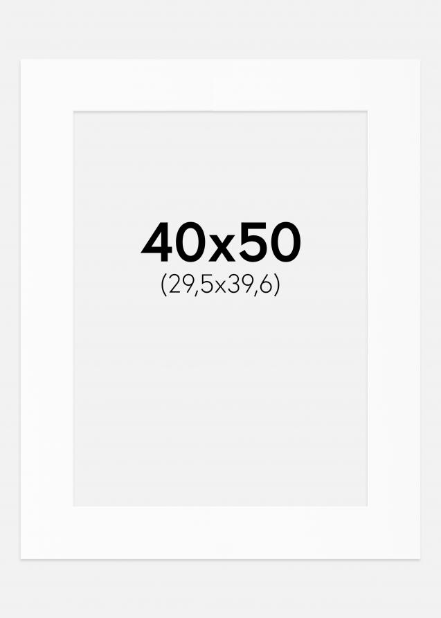 Passepartout Hvit Standard (Hvit kerne) 40x50 cm (29,5x39,6)