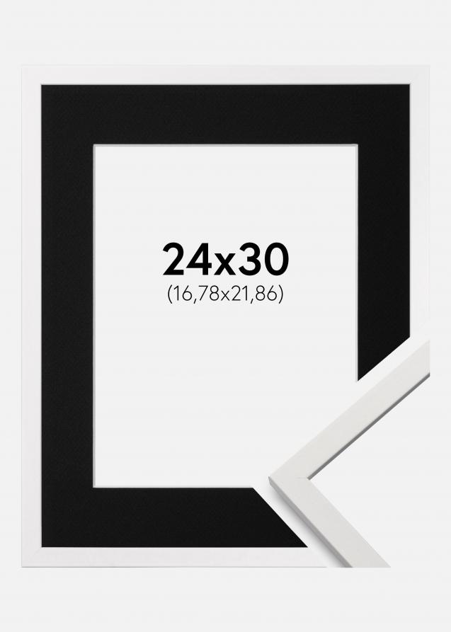 Ramme Edsbyn Hvit 24x30 cm - Passepartout Svart 7x9 inches (17,78x22,86 cm)