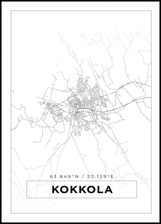 Kart - Kokkola - Hvit Plakat