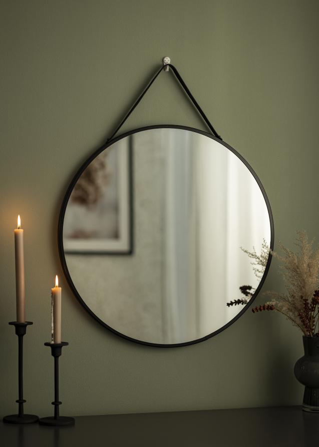 Speil Trapani Svart 60 cm Ø