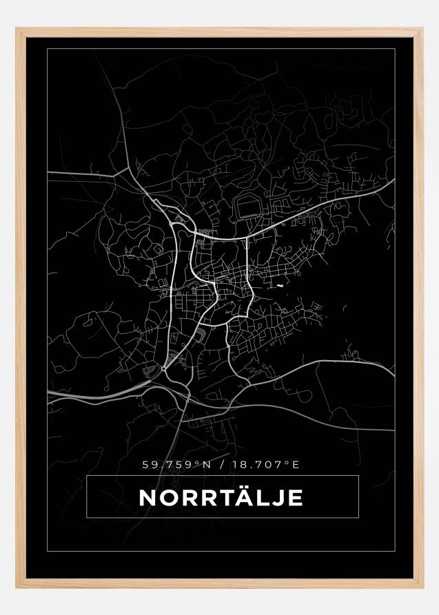 Kart - Norrtälje - Svart Plakat