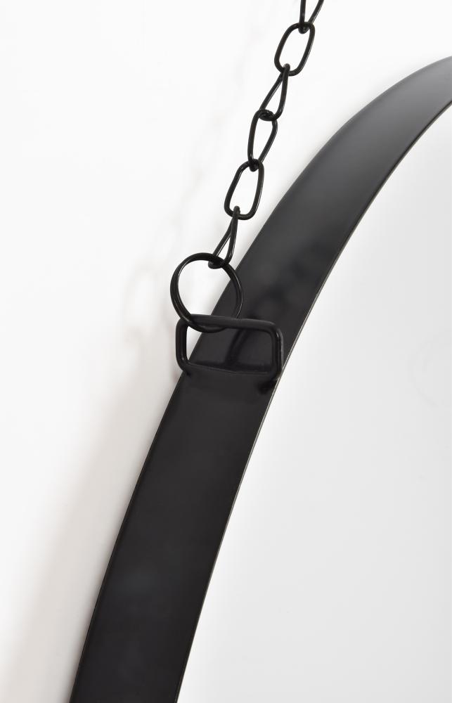 Speil Aruba Black Round With Metal Chain Hanger 50 cm 