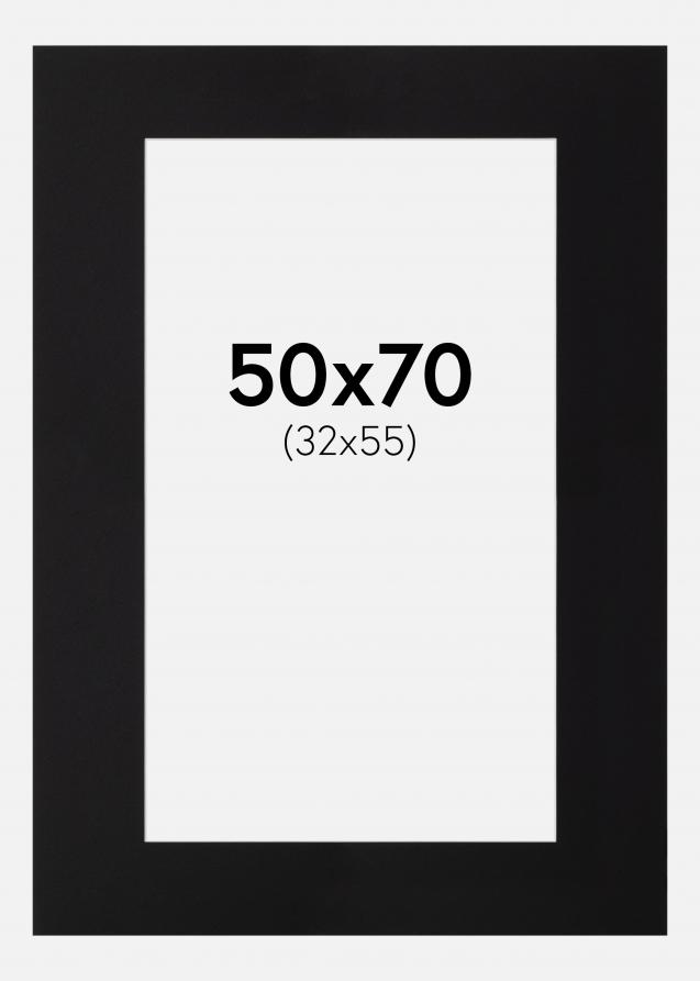 Passepartout Svart Standard (Hvit Kjerne) 50x70 cm (32x55)