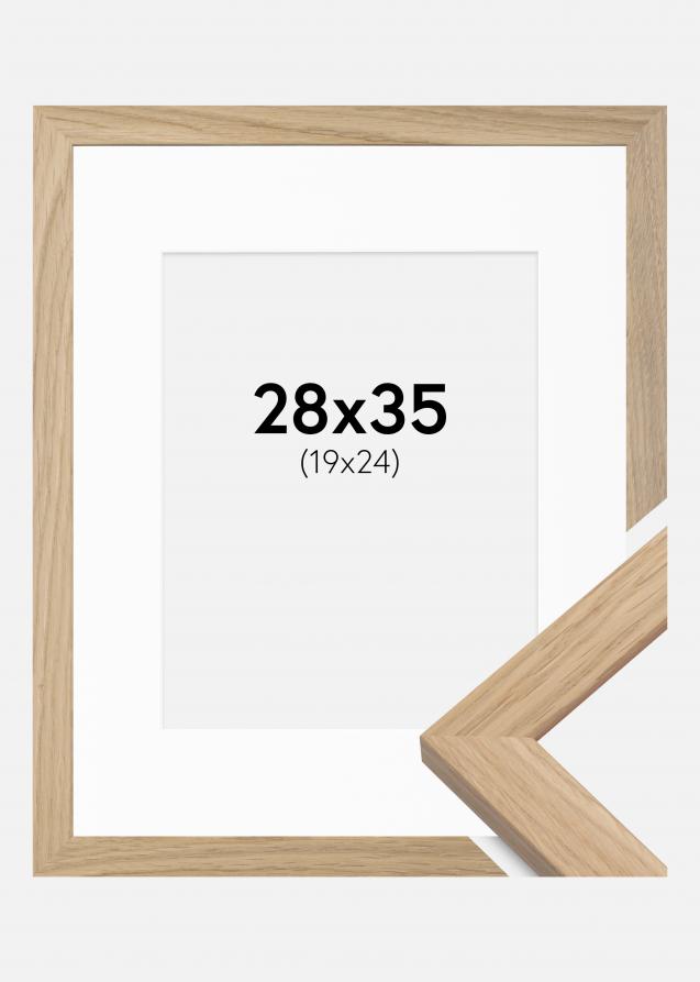Ramme Oak Wood 28x35 cm - Passepartout Hvit 20x25 cm