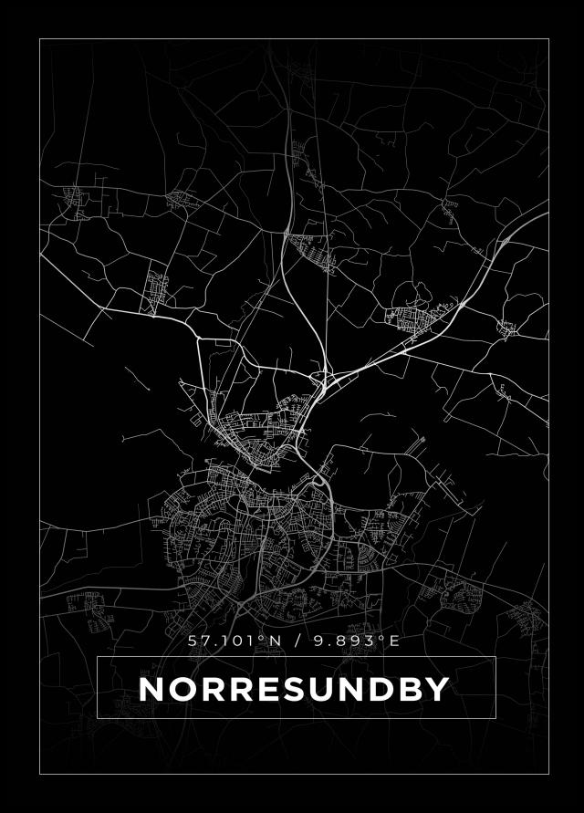 Kart - Norresundby - Svart Plakat