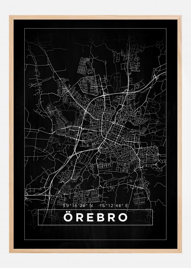 Kart - Örebro - Poster - Svart Plakat