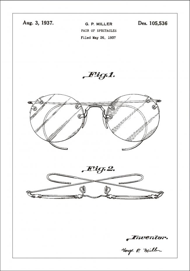 Patenttegning - Briller A - Hvit