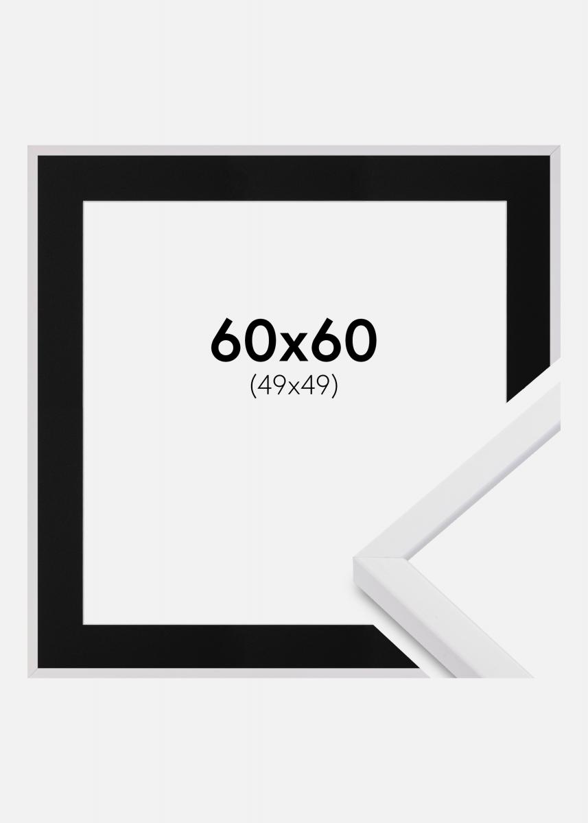 Passepartout Svart Standard (Hvit kjerne) 60x60 cm (49x49)