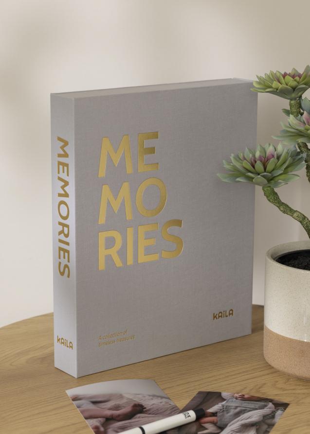 KAILA MEMORIES Grey - Coffee Table Photo Album (60 Svarte Sider / 30 Ark)